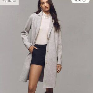 Maeve by Anthropologie Chevron Knit Car Coat Jacket in Grey - NWT